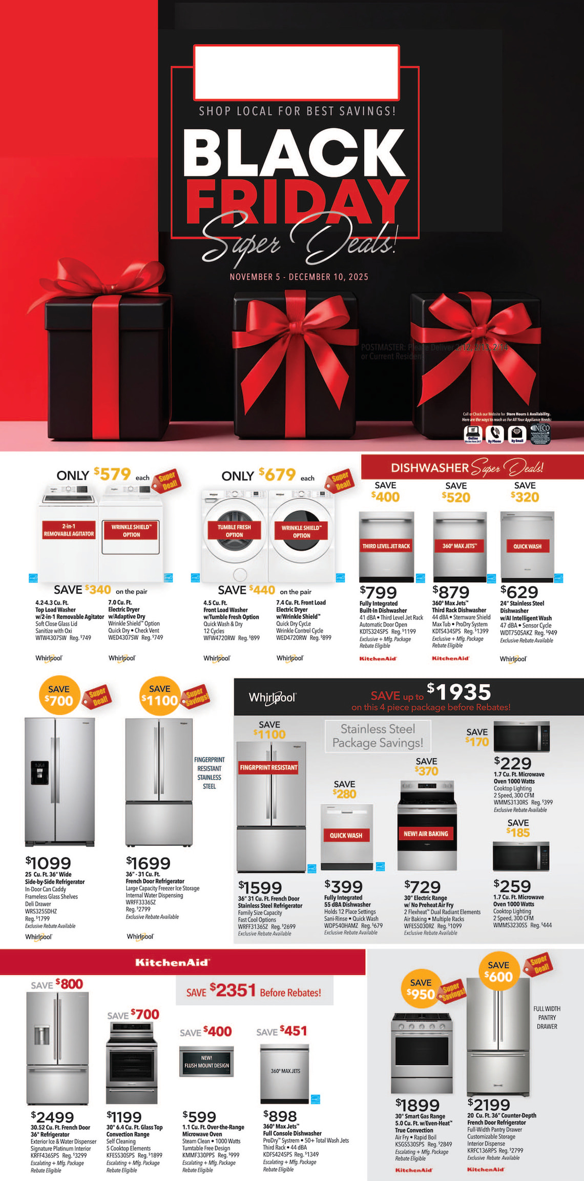 Appliance Sale Flyer 1: Black Friday November 5 - December 10 2025